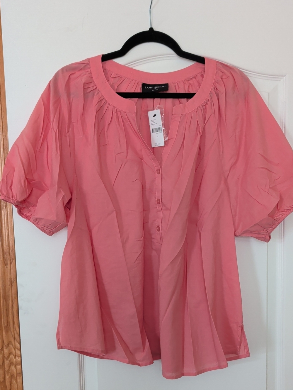 Lane Bryant Coral Pink Gathered Neck Blouse Tote4